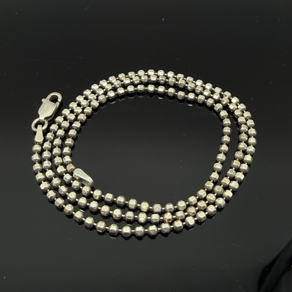 18" Sterling Silver 925 Italy Faceted Ball Chain 2mm Necklace Unisex Men Women